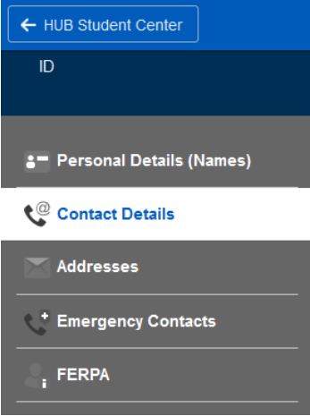 Screenshot of how to select the Contact Details tab.