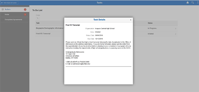 Screenshot page with arrow pointing to an informational task.