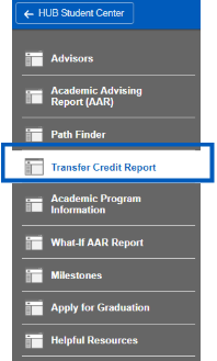 The transfer credit report button is highlighted.