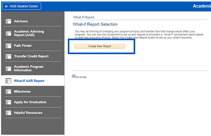 Screenshot of “Create New Report” button being selected.
